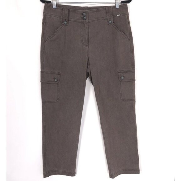 ST. JOHN Women's Jeans Pants Size 8 Cargo Straight High Rise Brown - Picture 1 of 9